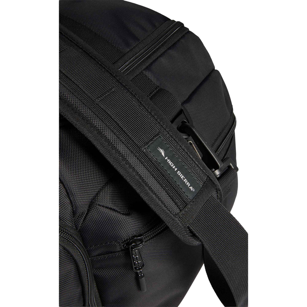 High Sierra Trekpoint Flap Duffel Bag in Recycled Polyester Embroidery - Black - Detail 3