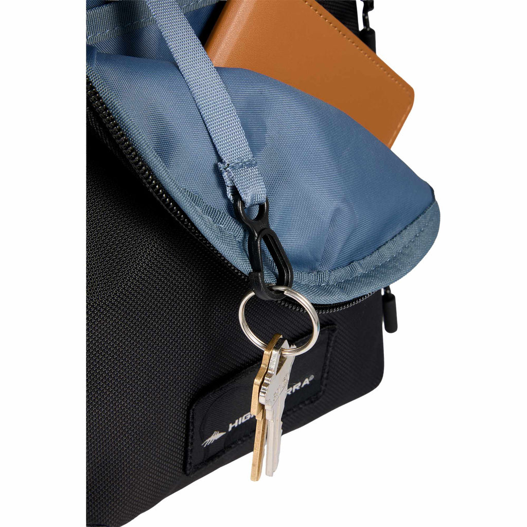 High Sierra Trekpoint Flap Duffel Bag in Recycled Polyester Embroidery - Black - Detail 5