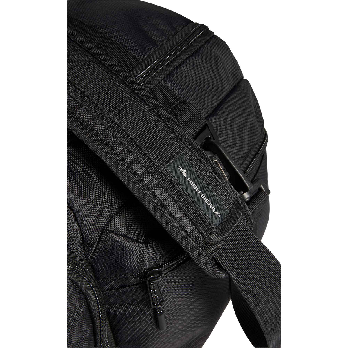 High Sierra Trekpoint Flap Duffel Bag in Recycled Polyester Transfer - Black - Detail 3