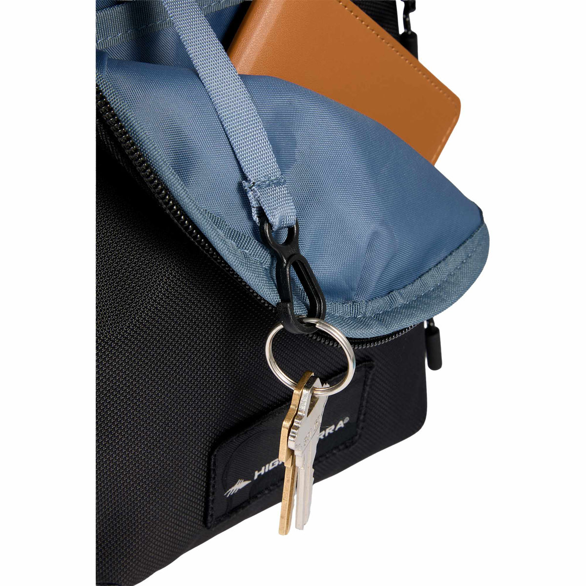 High Sierra Trekpoint Flap Duffel Bag in Recycled Polyester Transfer - Black - Detail 5