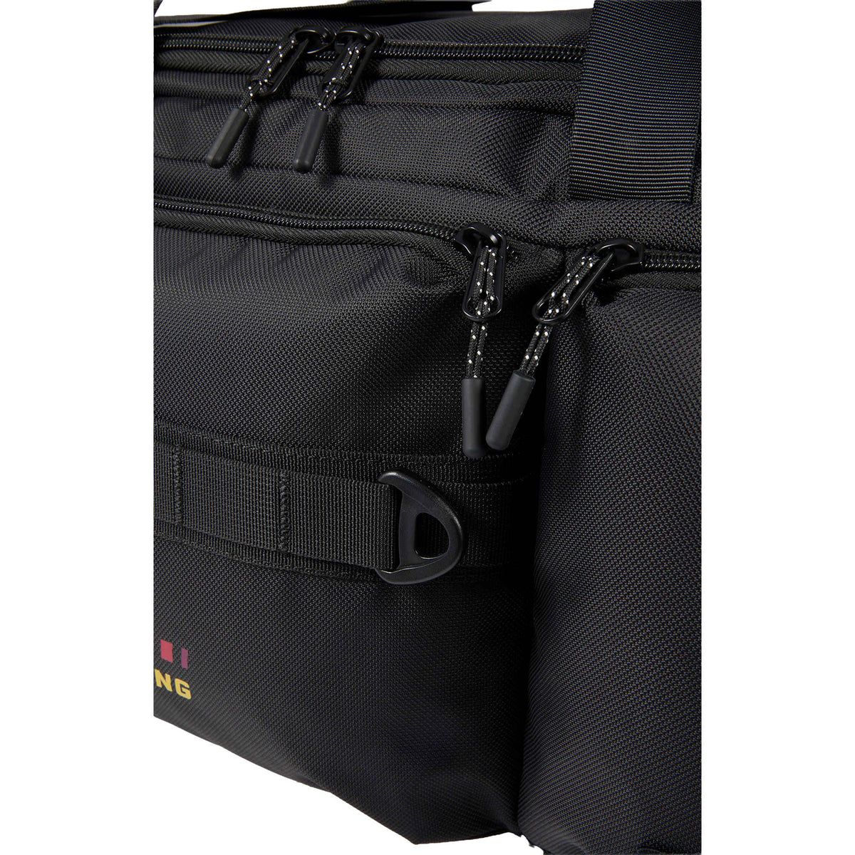 High Sierra Trekpoint Flap Duffel Bag in Recycled Polyester Transfer - Black - Detail