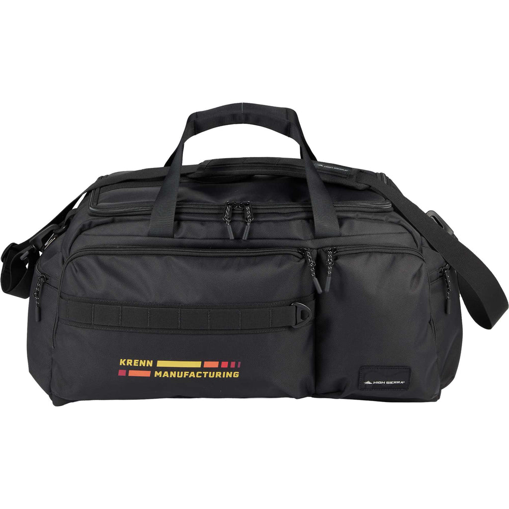 High Sierra Trekpoint Flap Duffel Bag in Recycled Polyester Transfer - Black - Front