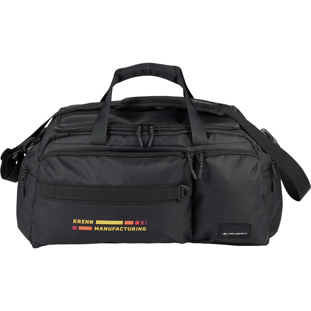 High Sierra Trekpoint Flap Duffel Bag in Recycled Polyester Transfer - Black - Front