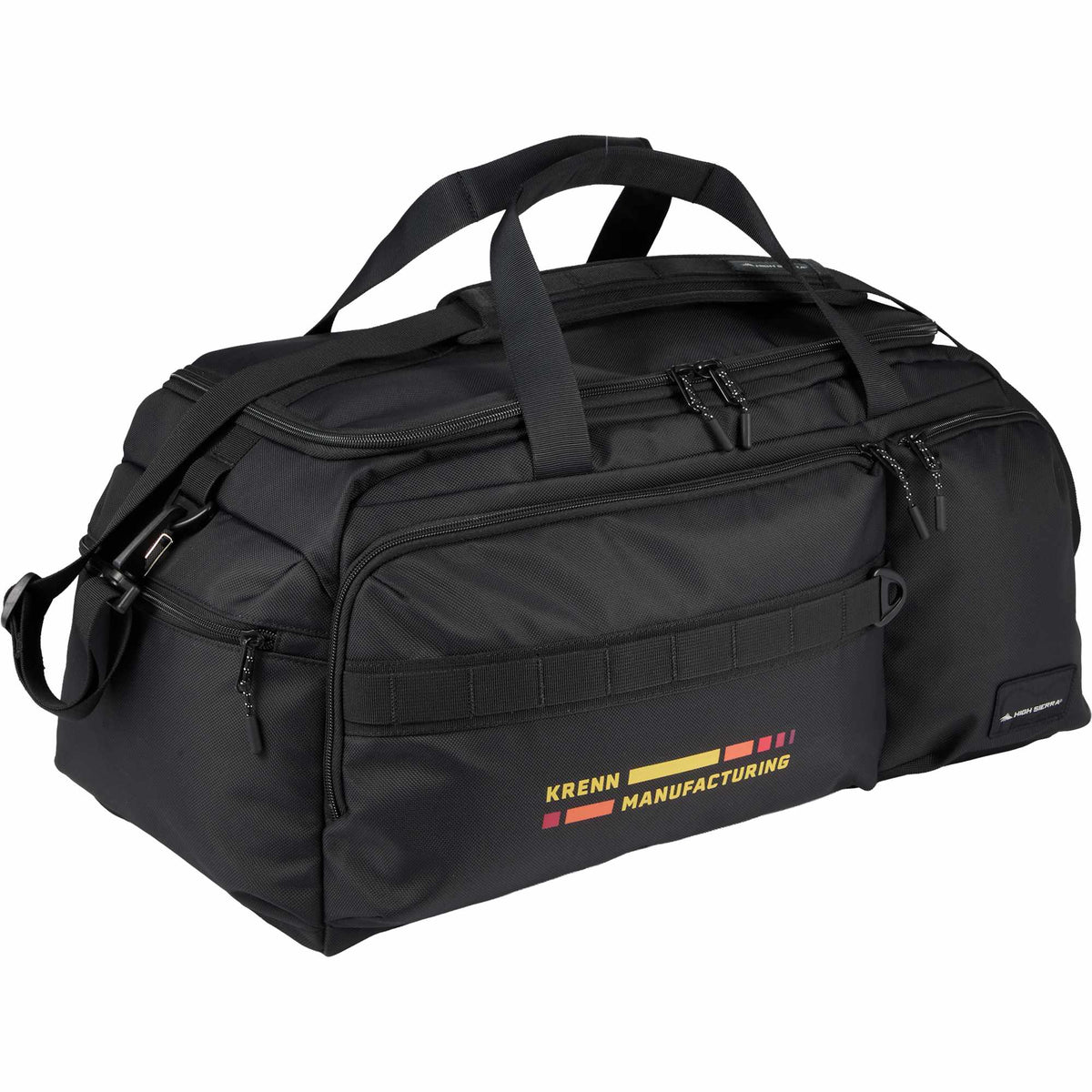High Sierra Trekpoint Flap Duffel Bag in Recycled Polyester Transfer - Black - Right Angle