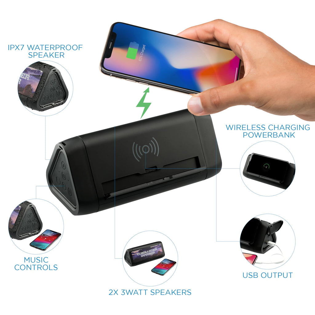 High Sierra Waterproof Bluetooth Speaker and Wireless Power Bank Full Color - Black - Photo 2