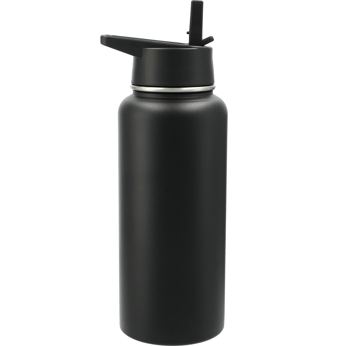 Highland Copper Insulated Bottle with Three Lids, 32 oz Laser Engraving - Black - Back