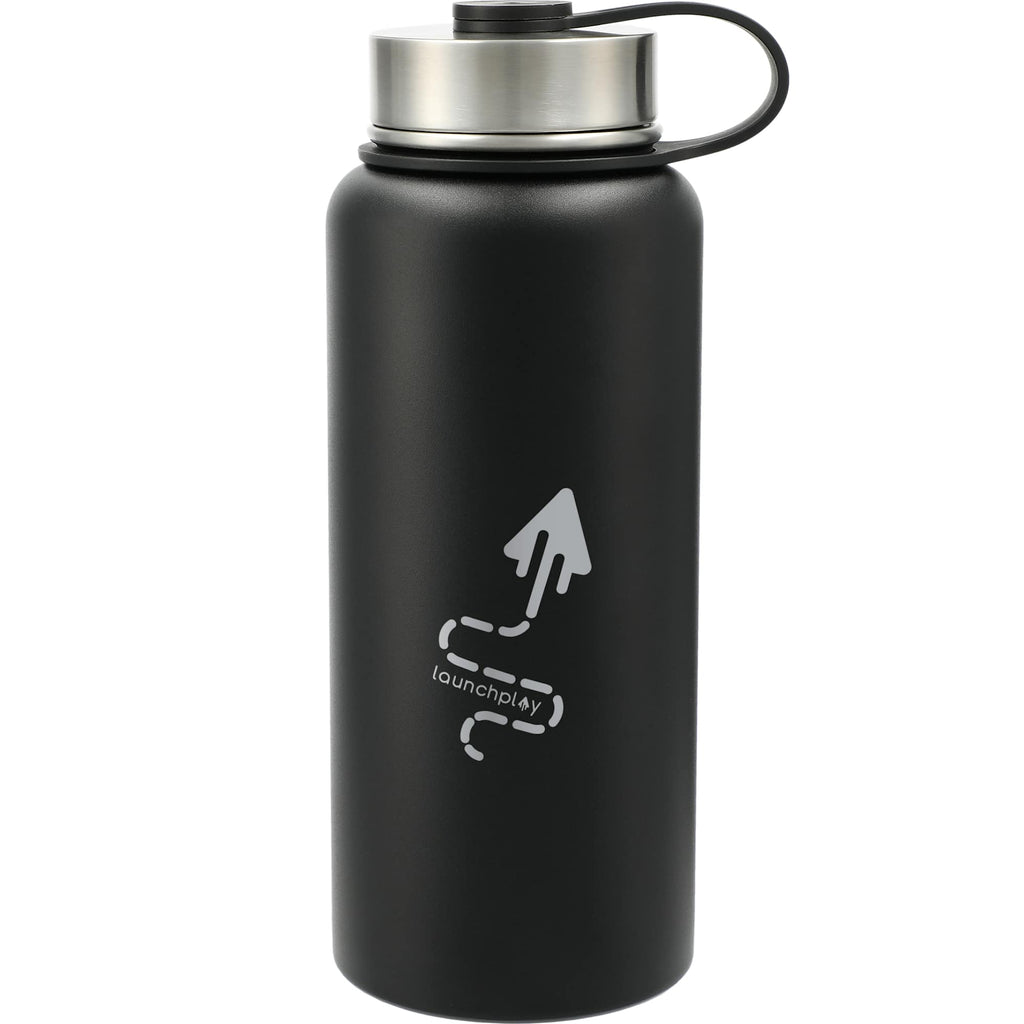 Highland Copper Insulated Bottle with Three Lids, 32 oz Laser Engraving - Black - Front 2