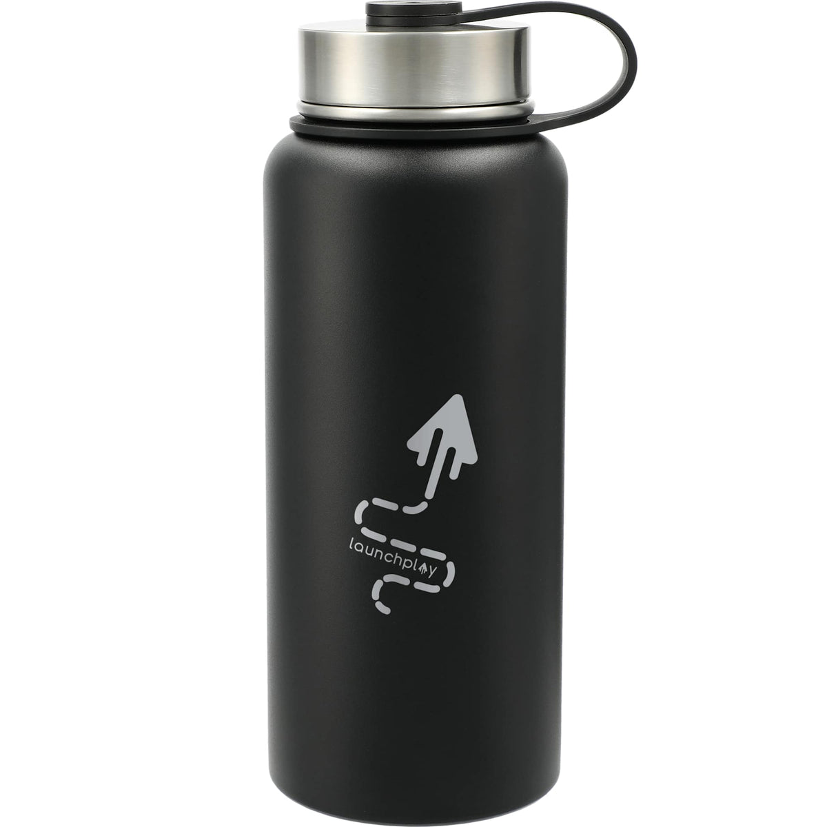 Highland Copper Insulated Bottle with Three Lids, 32 oz Laser Engraving - Black - Front 2