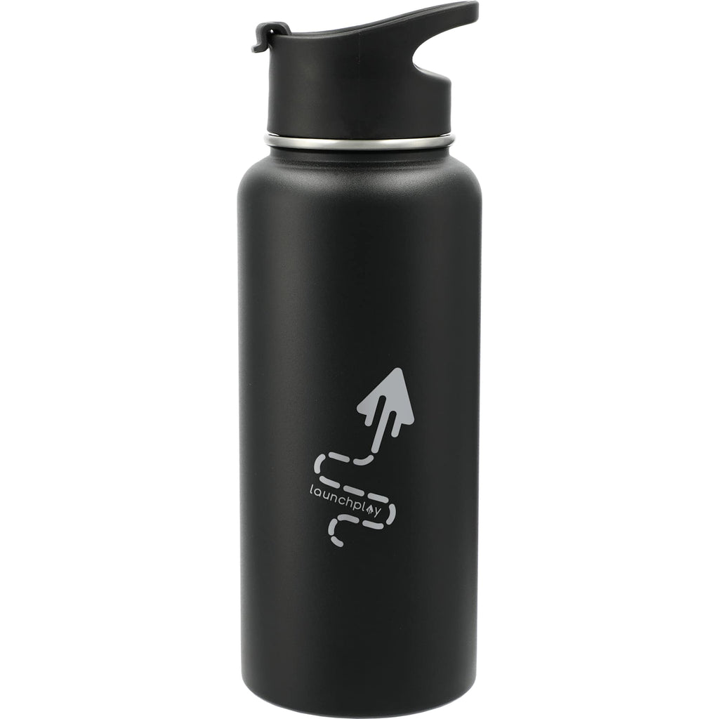 Highland Copper Insulated Bottle with Three Lids, 32 oz Laser Engraving - Black - Front 3