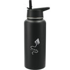 Highland Copper Insulated Bottle with Three Lids, 32 oz Laser Engraving - Black - Front