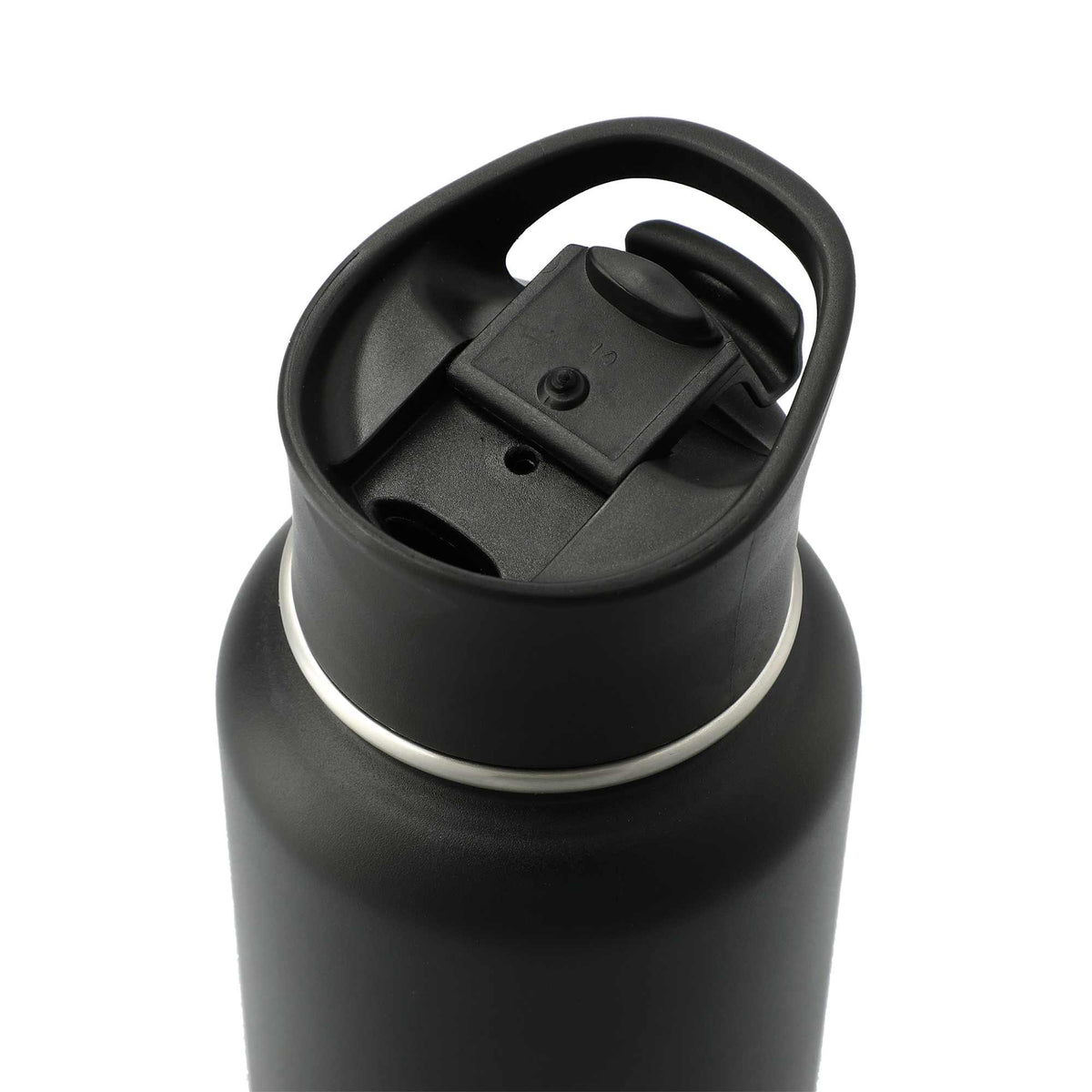 Highland Copper Insulated Bottle with Three Lids, 32 oz Laser Engraving - Black - Right Angle 2