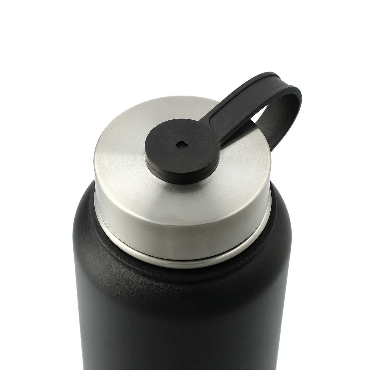 Highland Copper Insulated Bottle with Three Lids, 32 oz Laser Engraving - Black - Right Angle 3
