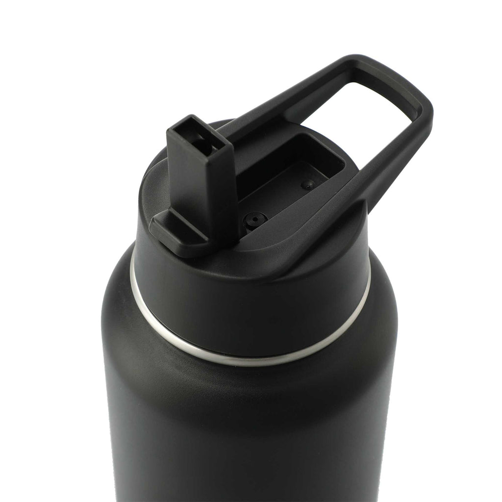 Highland Copper Insulated Bottle with Three Lids, 32 oz Laser Engraving - Black - Right Angle
