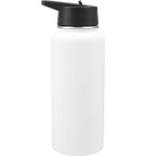 Highland Copper Insulated Bottle with Three Lids, 32 oz Laser Engraving - White - Back