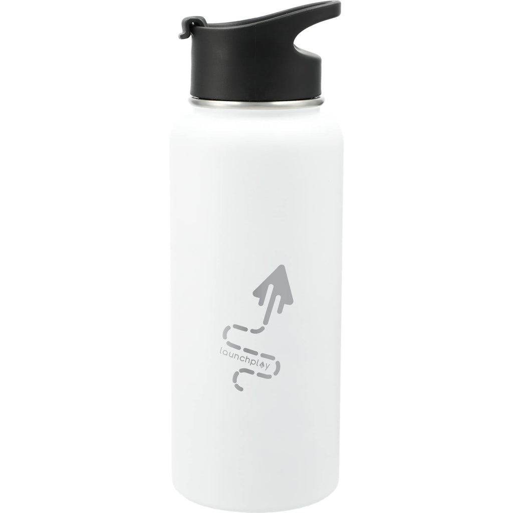 Highland Copper Insulated Bottle with Three Lids, 32 oz Laser Engraving - White - Front 2