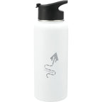 Highland Copper Insulated Bottle with Three Lids, 32 oz Laser Engraving - White - Front 2