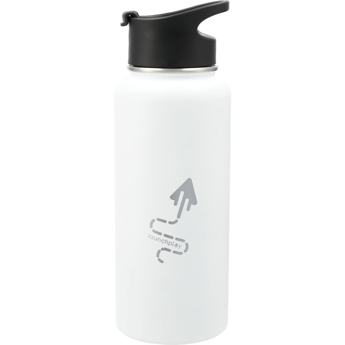 Highland Copper Insulated Bottle with Three Lids, 32 oz Laser Engraving - White - Front 2