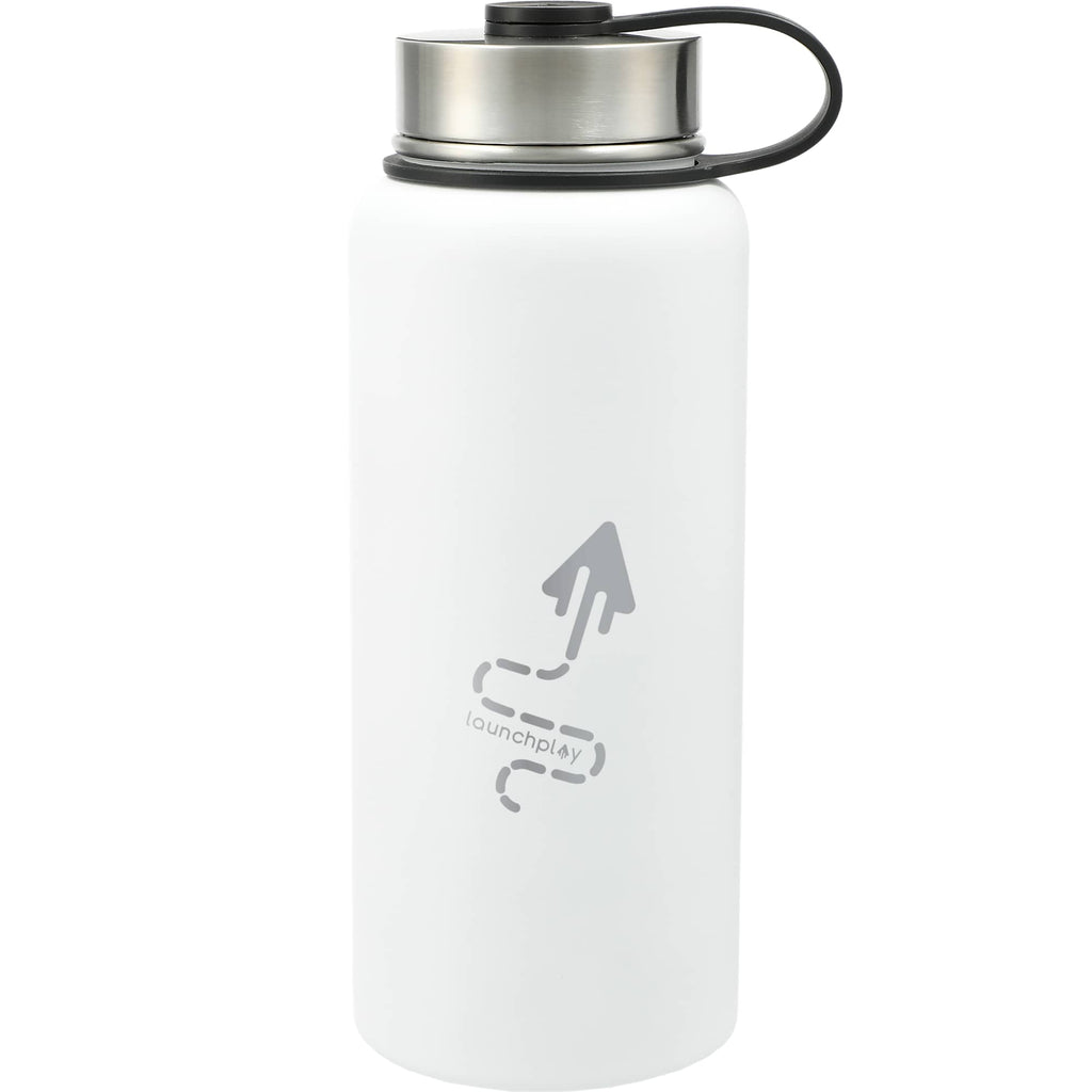 Highland Copper Insulated Bottle with Three Lids, 32 oz Laser Engraving - White - Front 3
