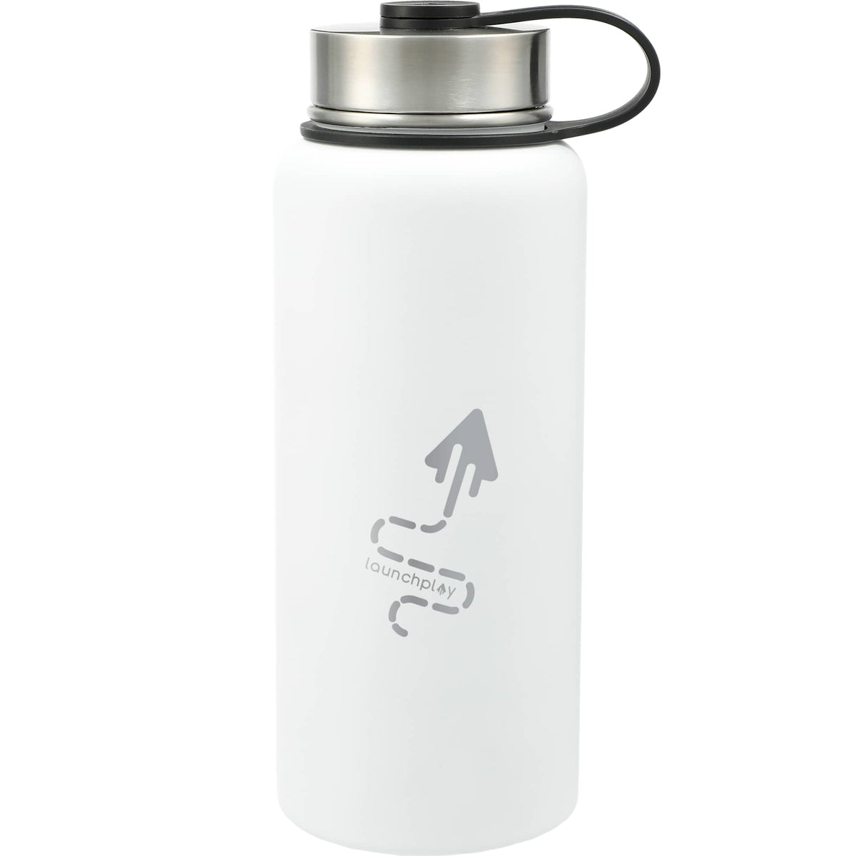 Highland Copper Insulated Bottle with Three Lids, 32 oz Laser Engraving - White - Front 3