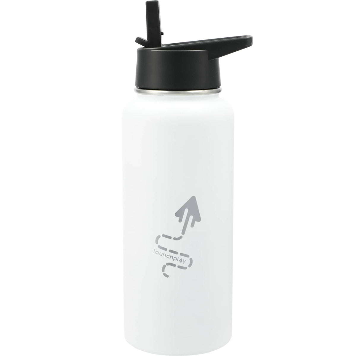 Highland Copper Insulated Bottle with Three Lids, 32 oz Laser Engraving - White - Front