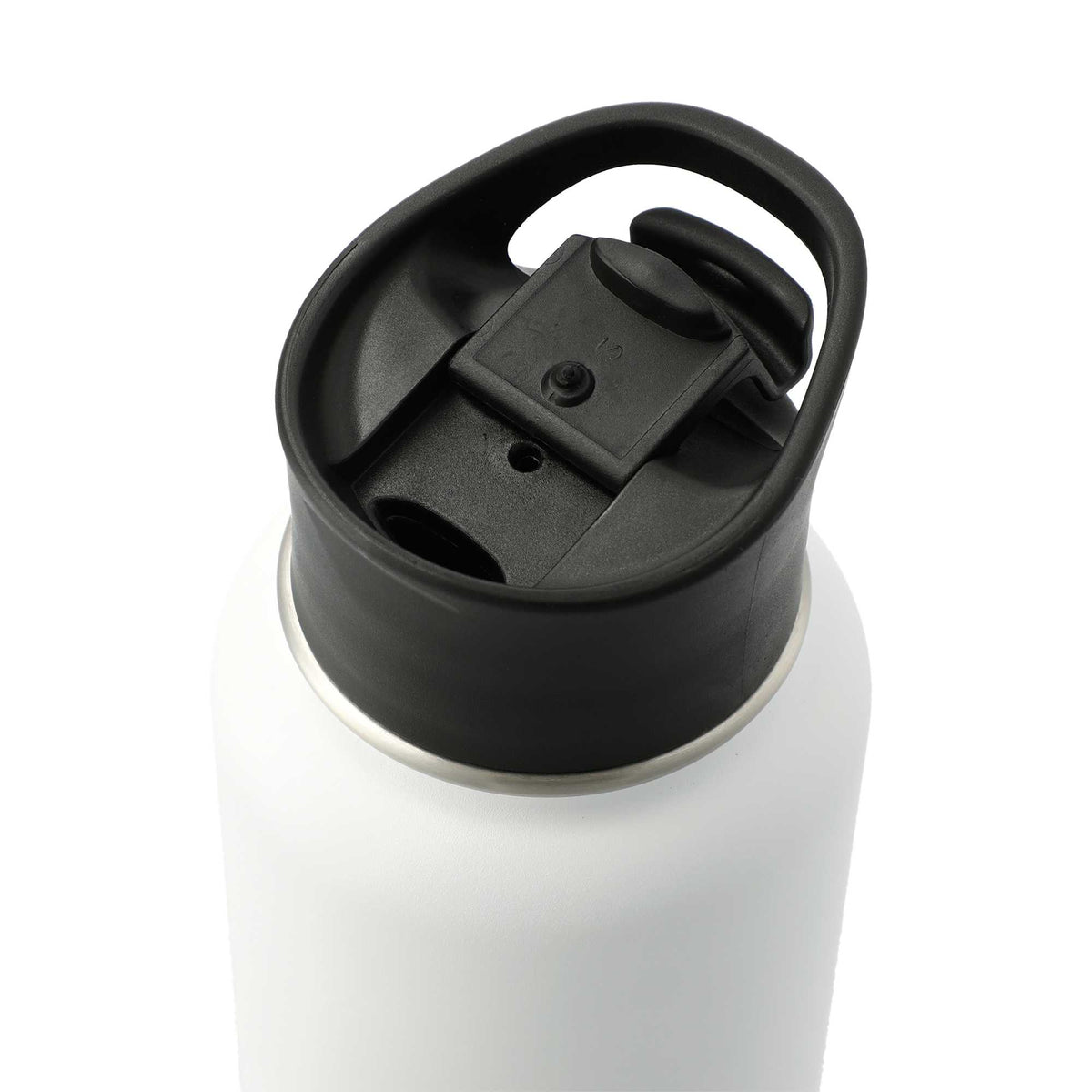 Highland Copper Insulated Bottle with Three Lids, 32 oz Laser Engraving - White - Right Angle 2