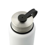 Highland Copper Insulated Bottle with Three Lids, 32 oz Laser Engraving - White - Right Angle 3