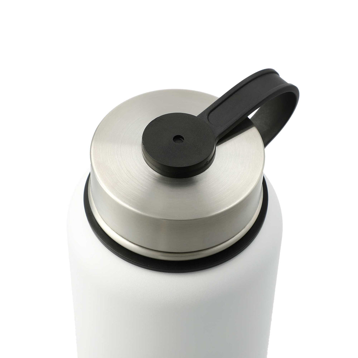 Highland Copper Insulated Bottle with Three Lids, 32 oz Laser Engraving - White - Right Angle 3
