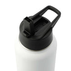 Highland Copper Insulated Bottle with Three Lids, 32 oz Laser Engraving - White - Right Angle