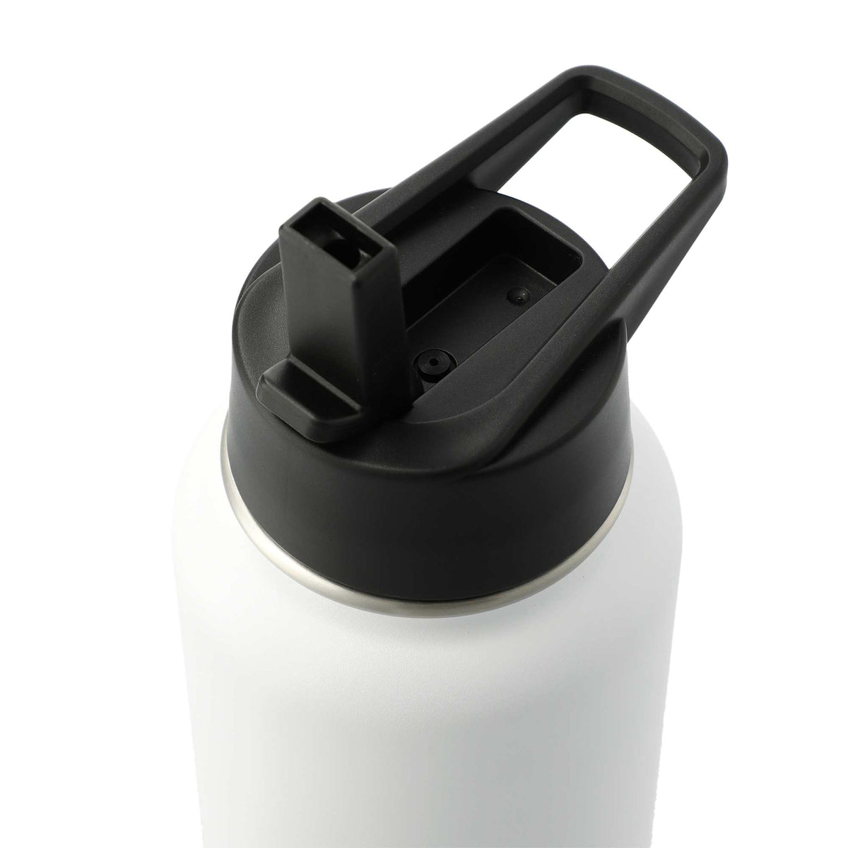 Highland Copper Insulated Bottle with Three Lids, 32 oz Laser Engraving - White - Right Angle