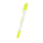 Highlighter with Two Tips - White With Yellow - Silk Screen