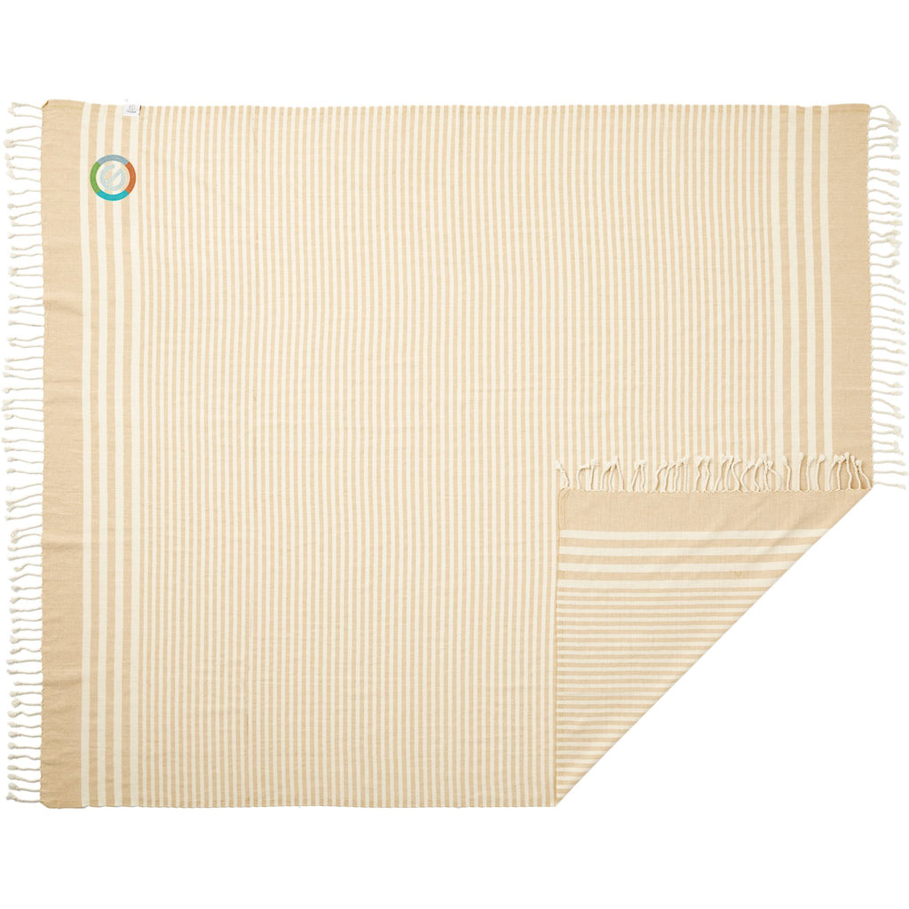 Hilana Fethiye Throw in Upcycled Cotton Embroidery - Beige - Front