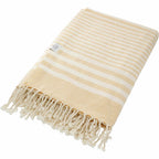 Hilana Fethiye Throw in Upcycled Cotton Embroidery - Beige - Left Angle 2