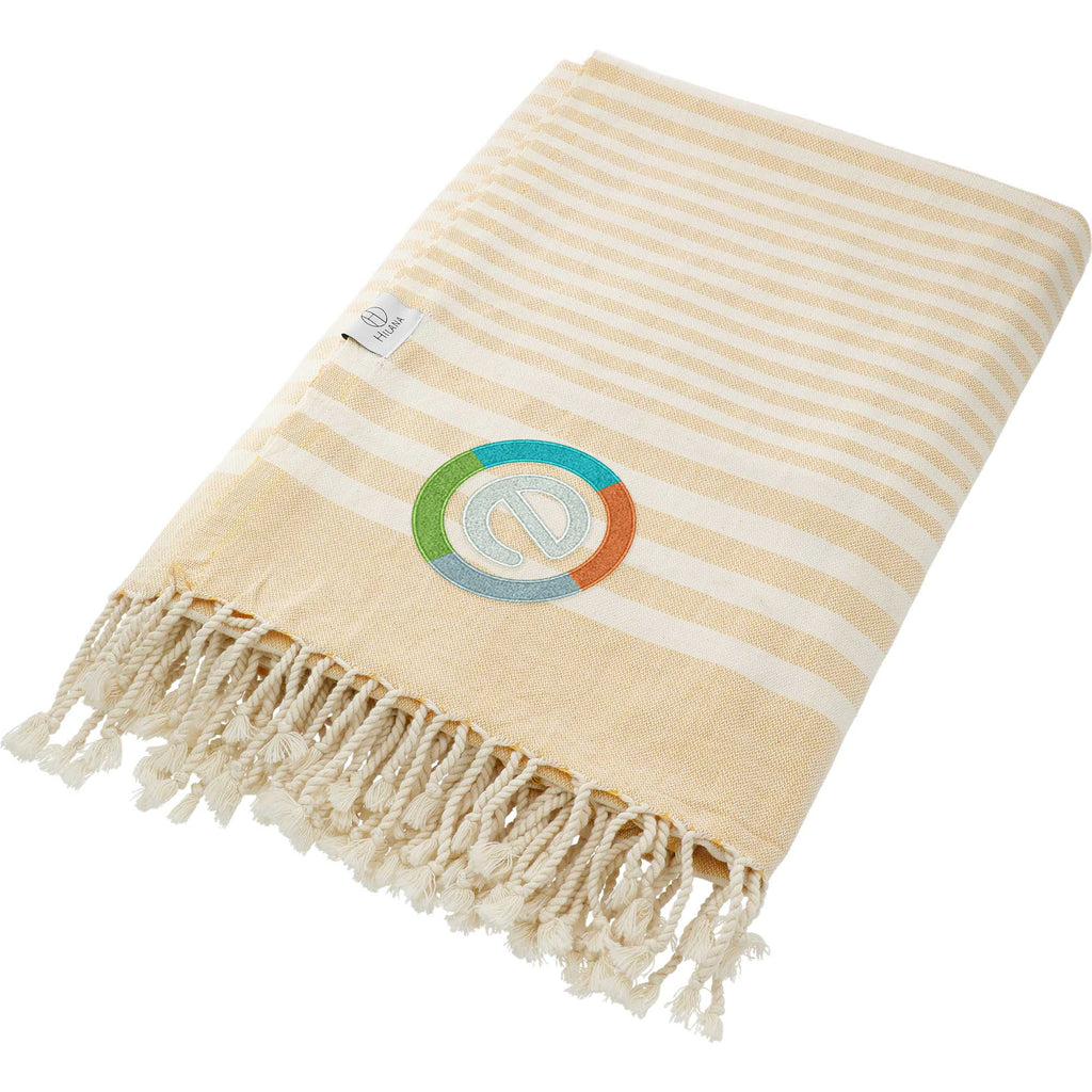 Hilana Fethiye Throw in Upcycled Cotton Embroidery - Beige - Left Angle