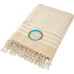 Hilana Fethiye Throw in Upcycled Cotton Embroidery - Beige - Left Angle