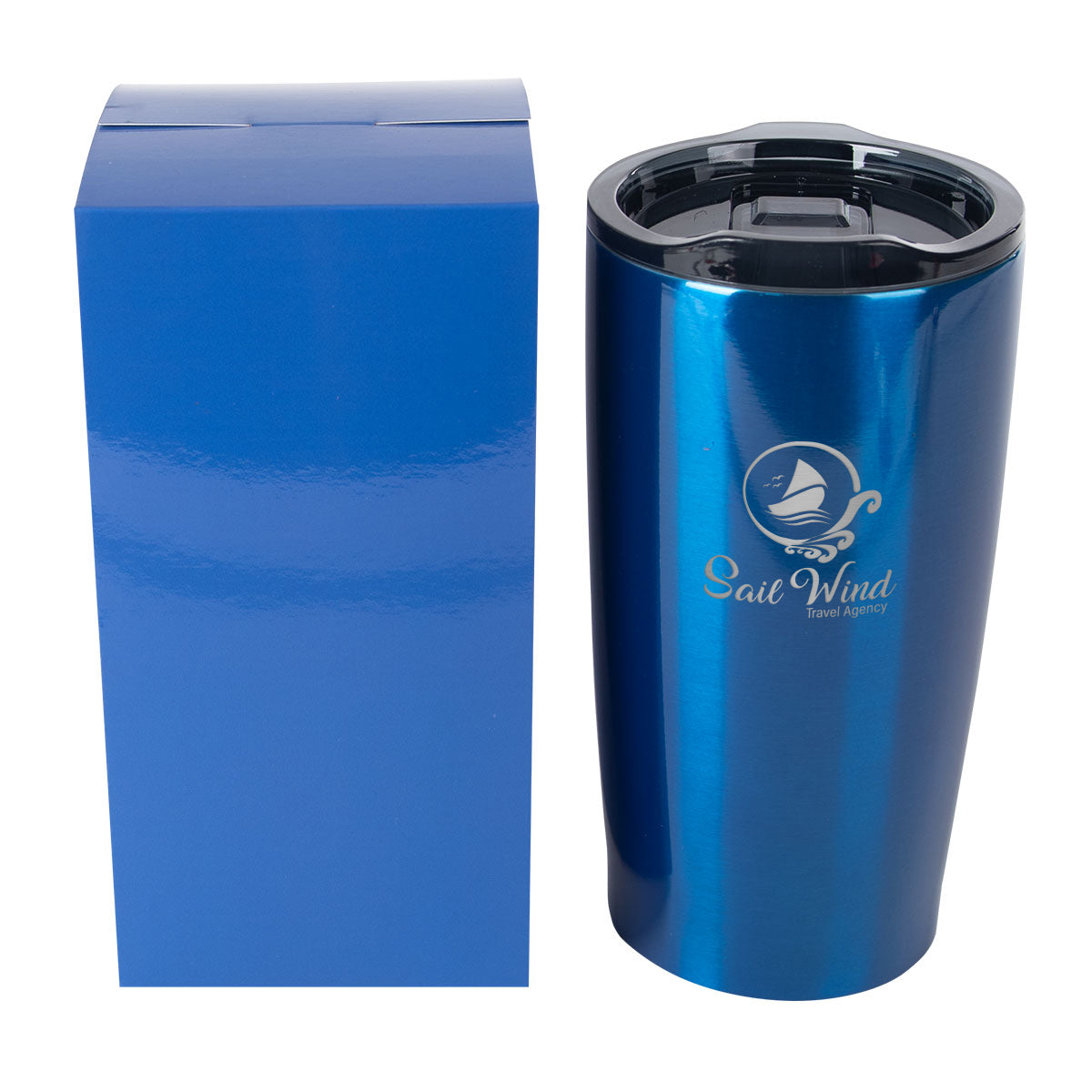 Himalayan Recycled Tumbler with a Matching Box, 20 oz - Blue - Horizontal_Laser