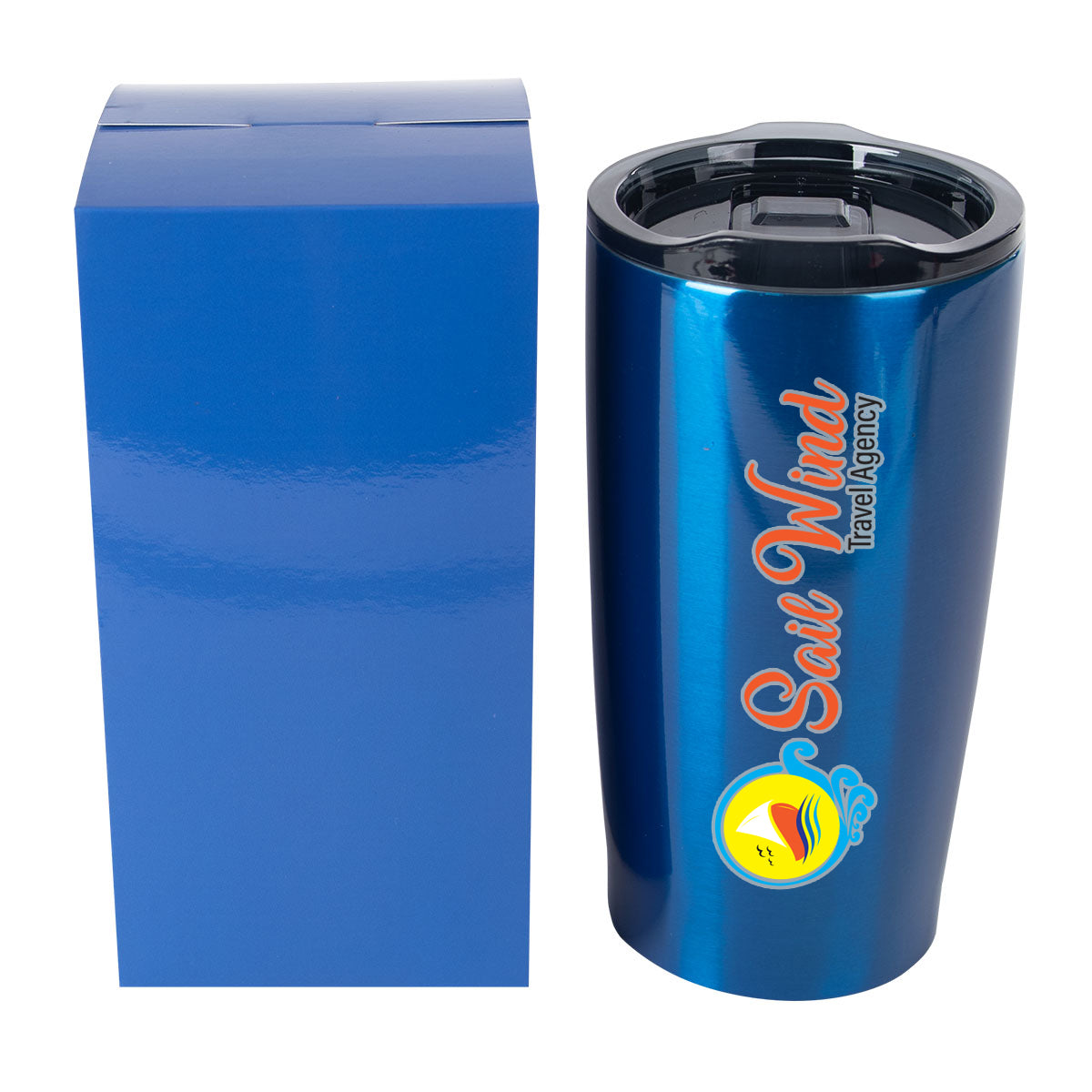 Himalayan Recycled Tumbler with a Matching Box, 20 oz - Blue - oversize_helix