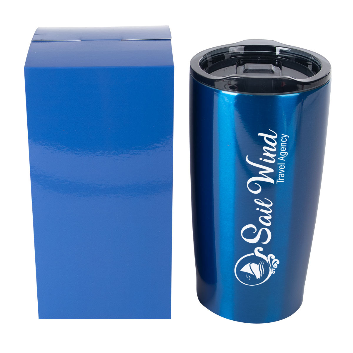 Himalayan Recycled Tumbler with a Matching Box, 20 oz - Blue - Silk Screen