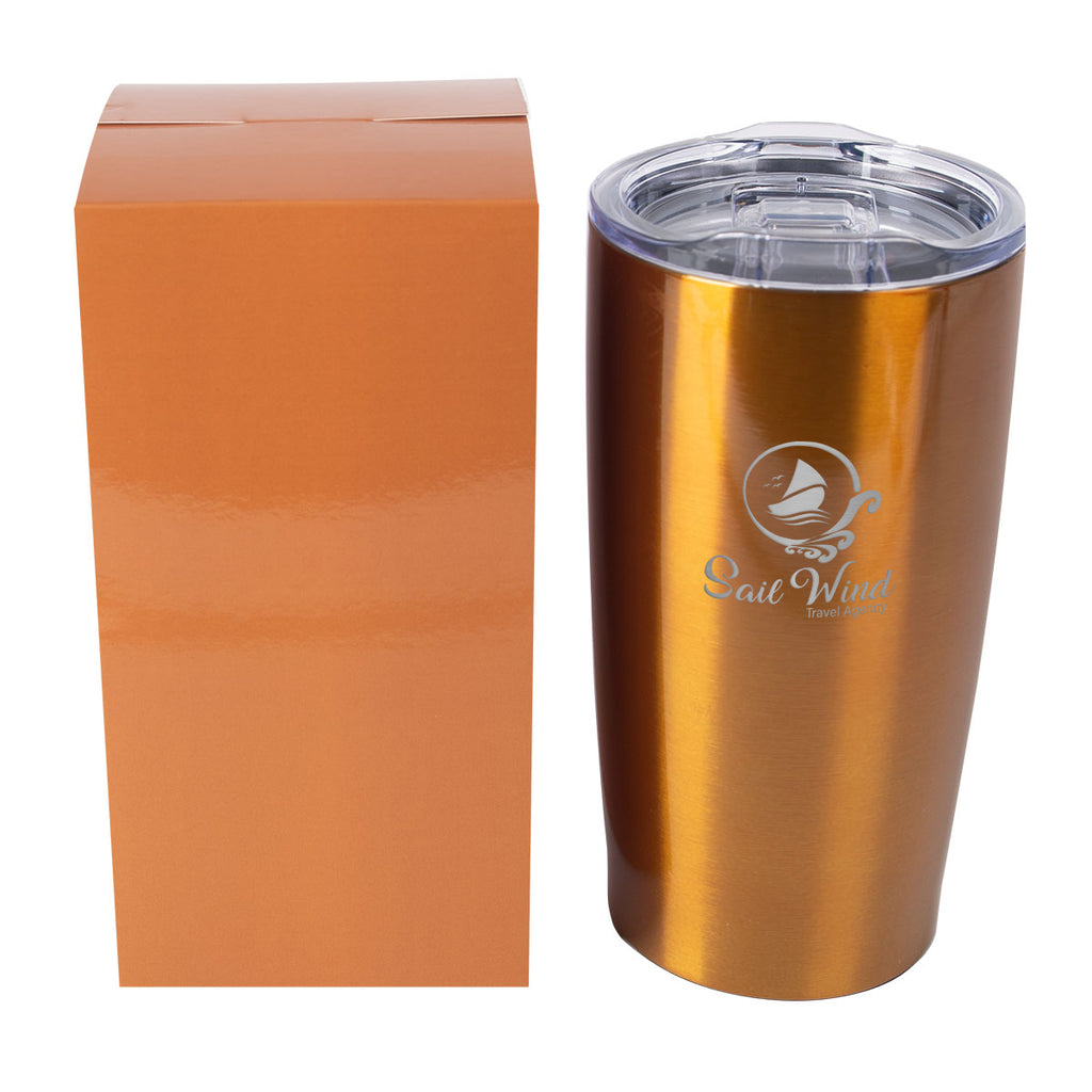 Himalayan Recycled Tumbler with a Matching Box, 20 oz - Orange - Horizontal_Laser