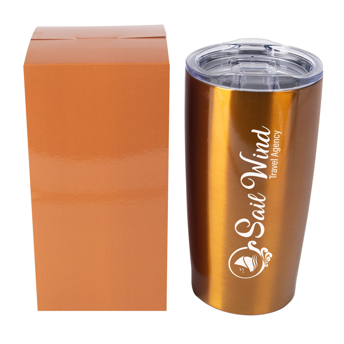 Himalayan Recycled Tumbler with a Matching Box, 20 oz - Orange - Silk Screen