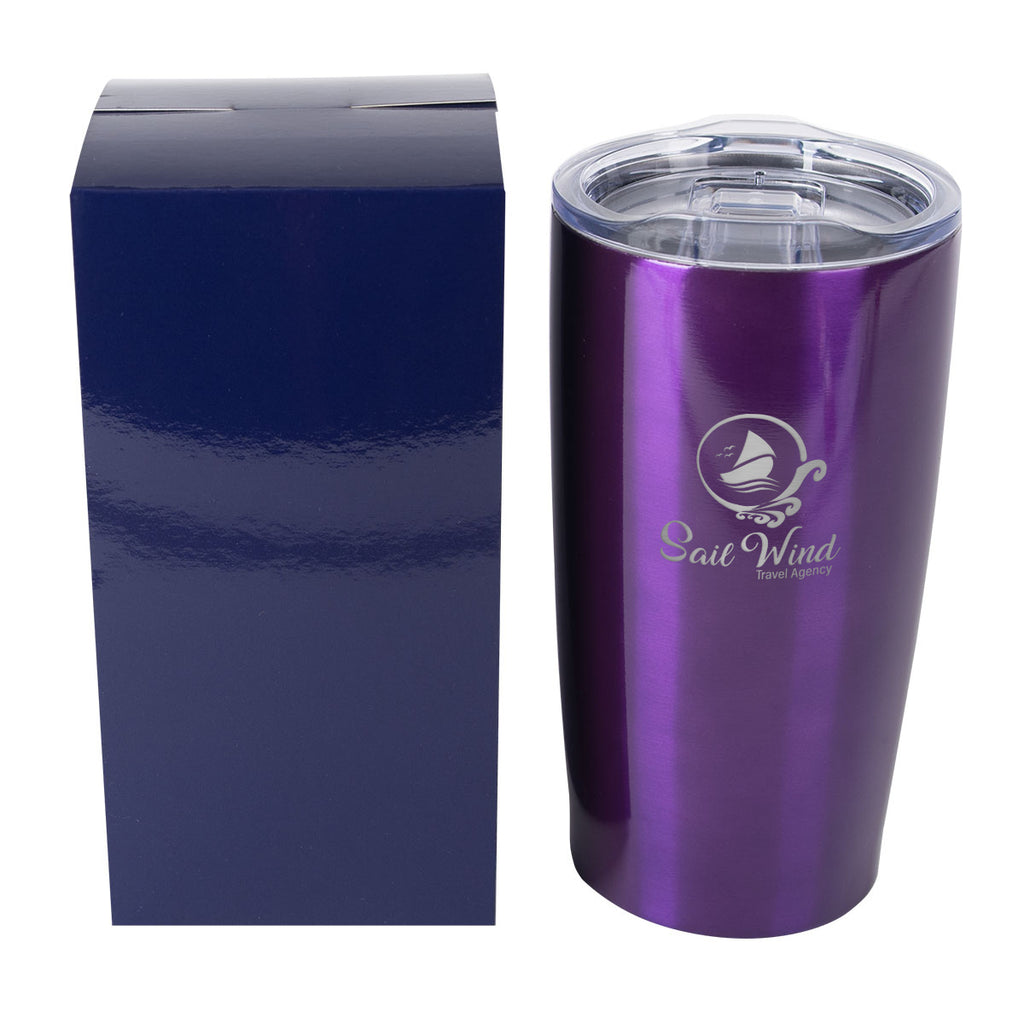 Himalayan Recycled Tumbler with a Matching Box, 20 oz - Purple - Horizontal_Laser