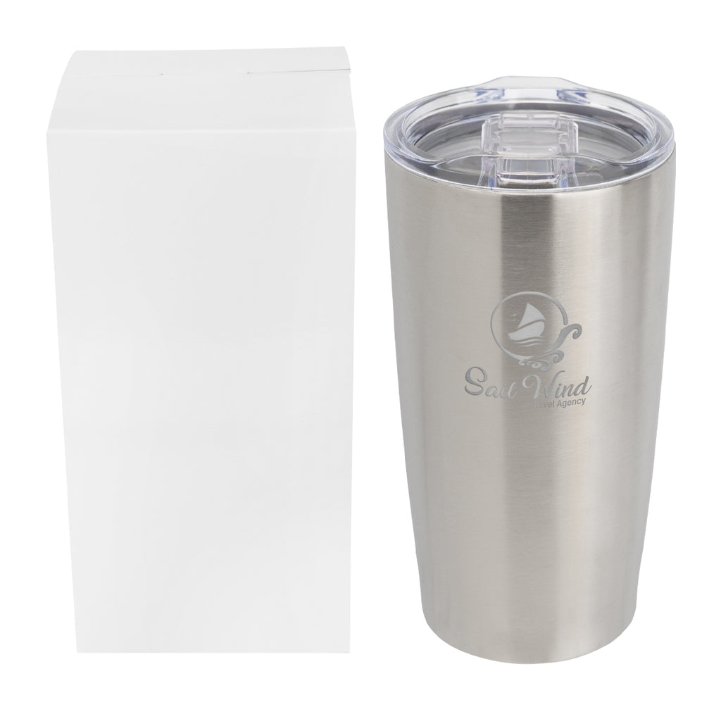 Himalayan Recycled Tumbler with a Matching Box, 20 oz - Silver - Horizontal_Laser