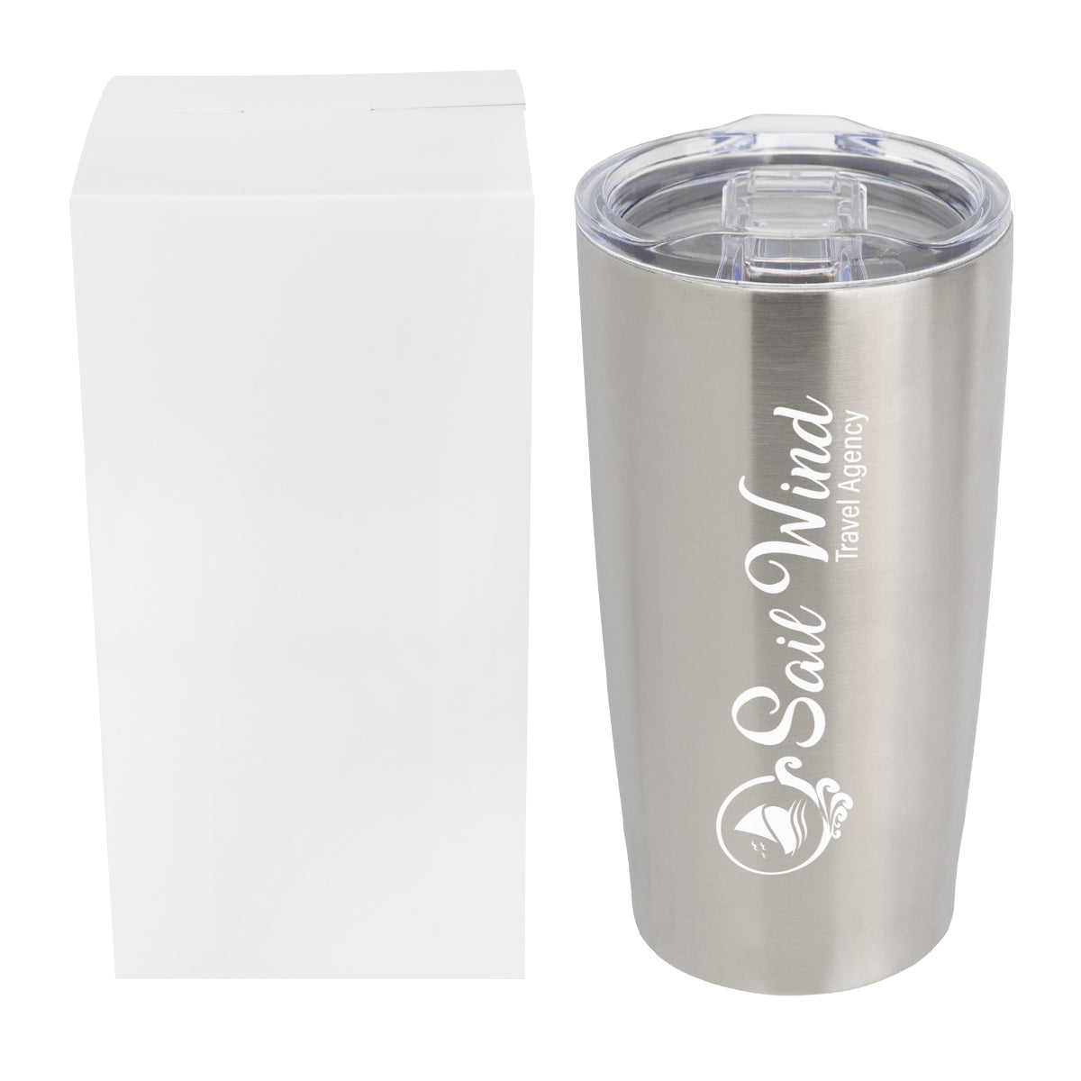 Himalayan Recycled Tumbler with a Matching Box, 20 oz - Silver - Silk Screen