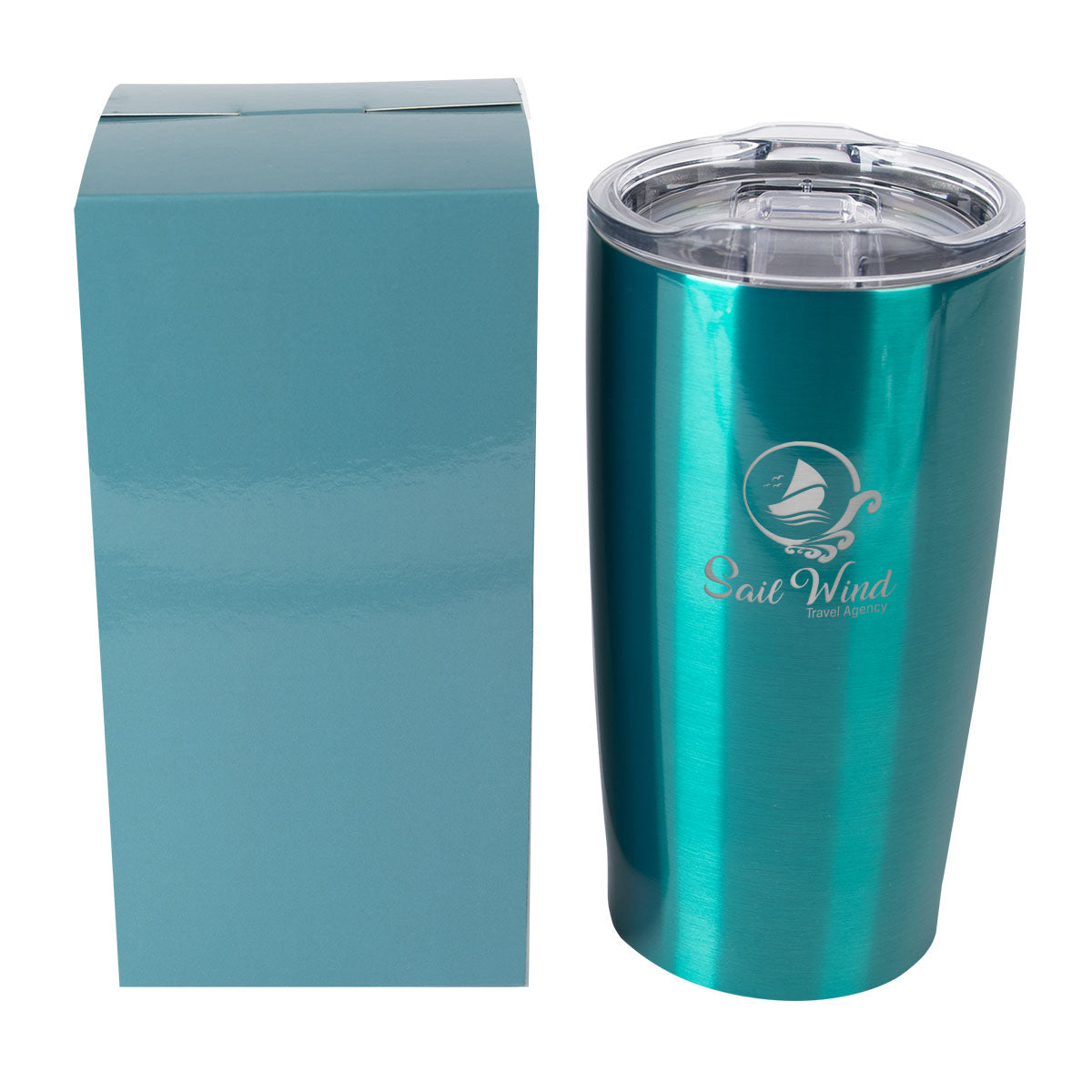 Himalayan Recycled Tumbler with a Matching Box, 20 oz - Teal - Horizontal_Laser