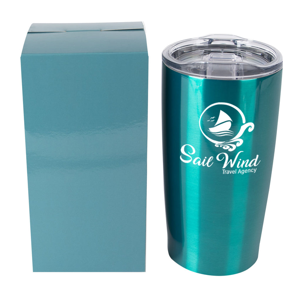 Himalayan Recycled Tumbler with a Matching Box, 20 oz - Teal - Horizontal_Silkscreen