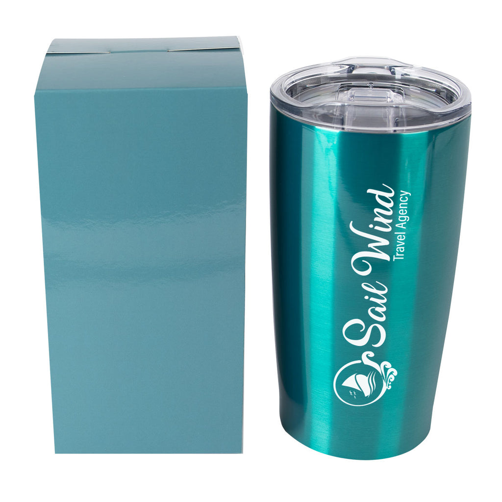 Himalayan Recycled Tumbler with a Matching Box, 20 oz - Teal - Silk Screen