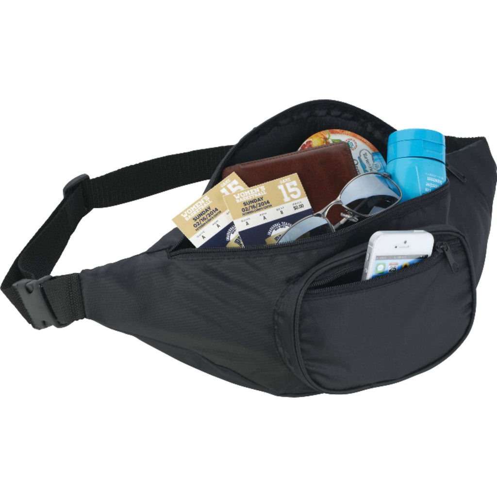 Hipster Fanny Pack with Three Zip Pockets Full Color - Black - Photo 3