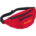 Hipster Fanny Pack with Three Zip Pockets Full Color - Red - Front