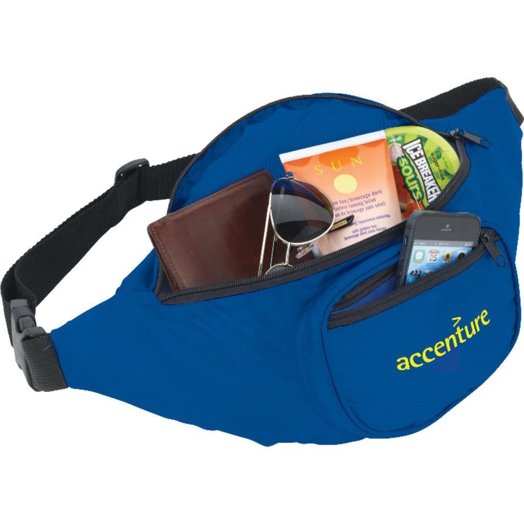 Hipster Fanny Pack with Three Zip Pockets - Royal - Front