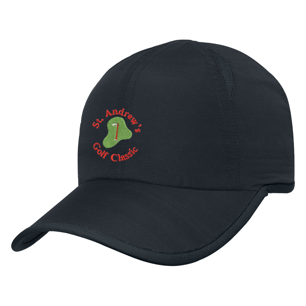 Hit-Dry Cap with Contrast Trim - Black - Embroidery