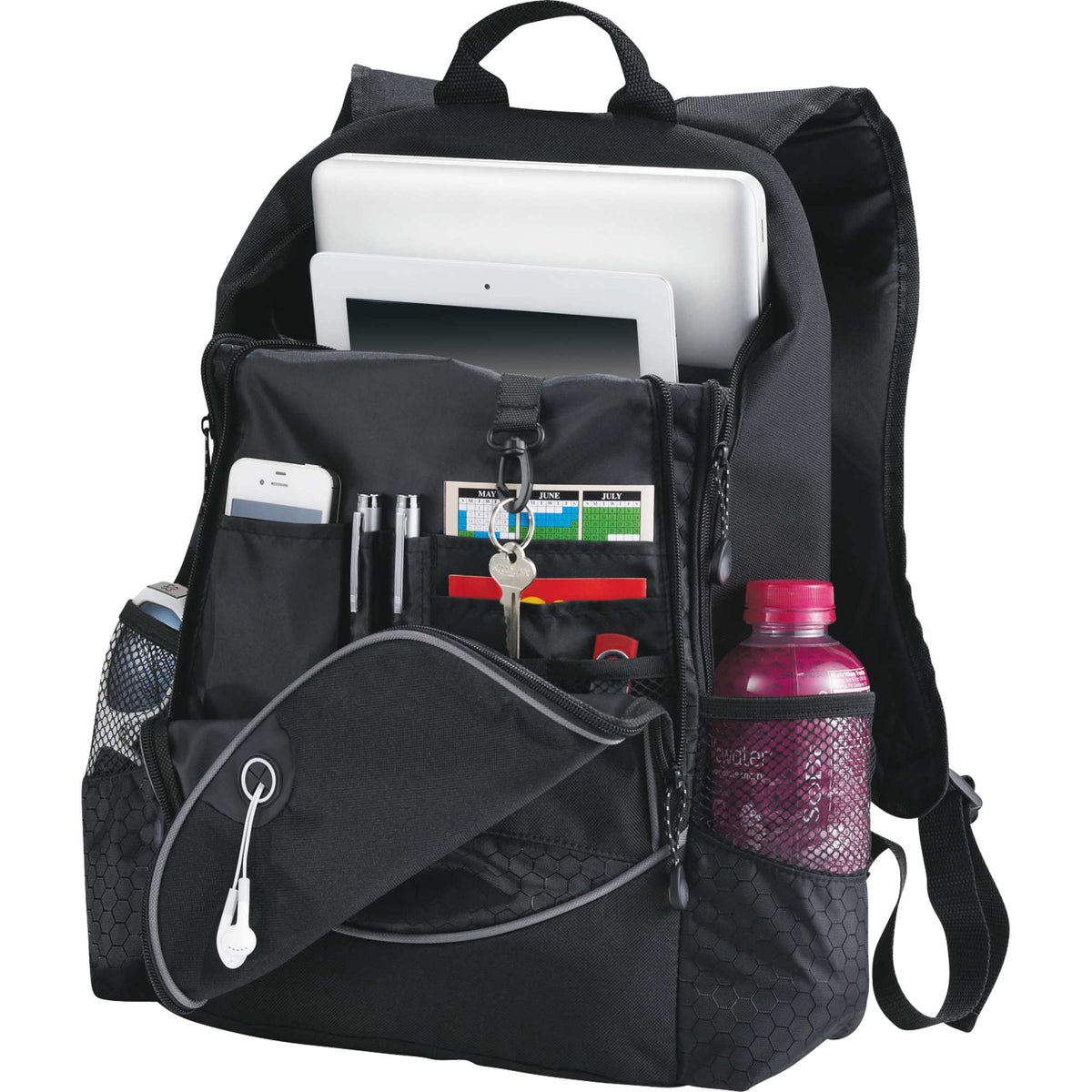 Hive Laptop Backpack with Earbud Port, 15 Inch - Black - Photo